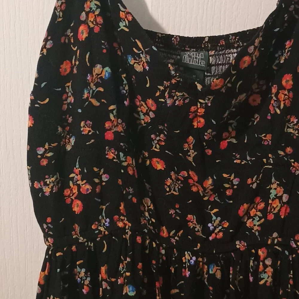 Wild Fable/Mini Dress/Women/M/Black Floral/Spaghetti Strap Sundress - Picture 8 of 11